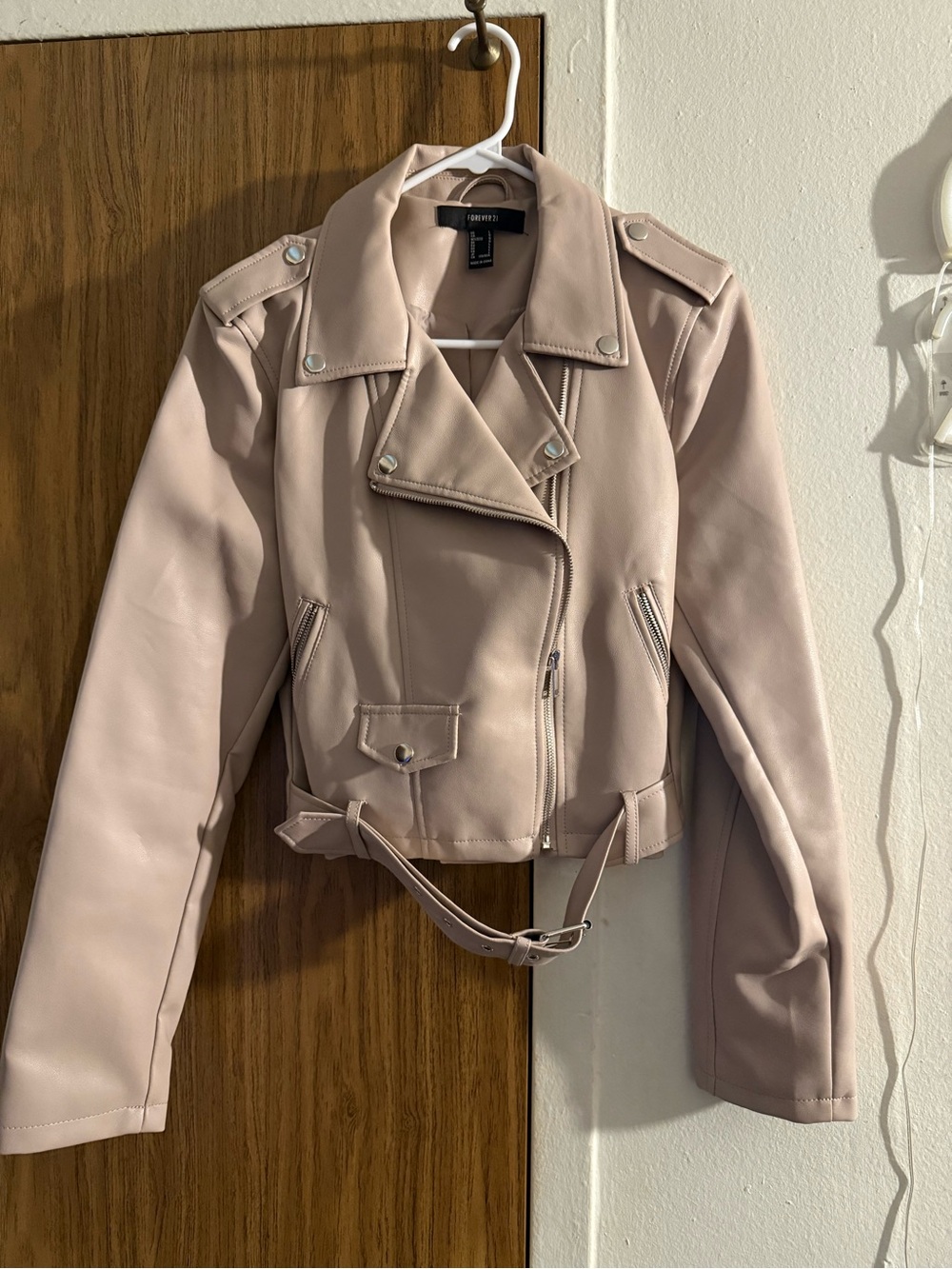 Forever 21 Mauve Faux Leather Moto Jacket